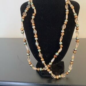 Macy's Gold and Green Beaded Necklace